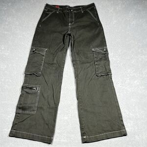 Hot Kiss Y2k Cargo Pants Womens 13 Green Wide Leg 2000s Bratz Preppy Grunge Punk